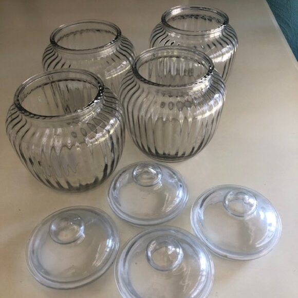 SET OF 4 / WIDE MOUTH GLASS STORAGE JARS WITH AIRTIGHT GLASS LID - Picture 2 of 7
